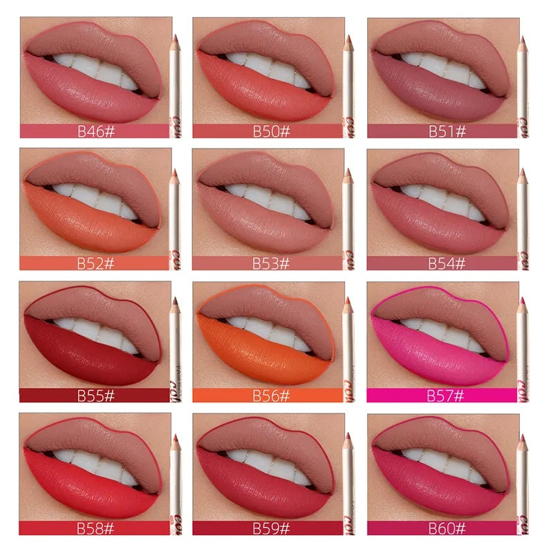 Professional Matte Lip Liner Set 12 Shades | Mirror Glam Pakistan