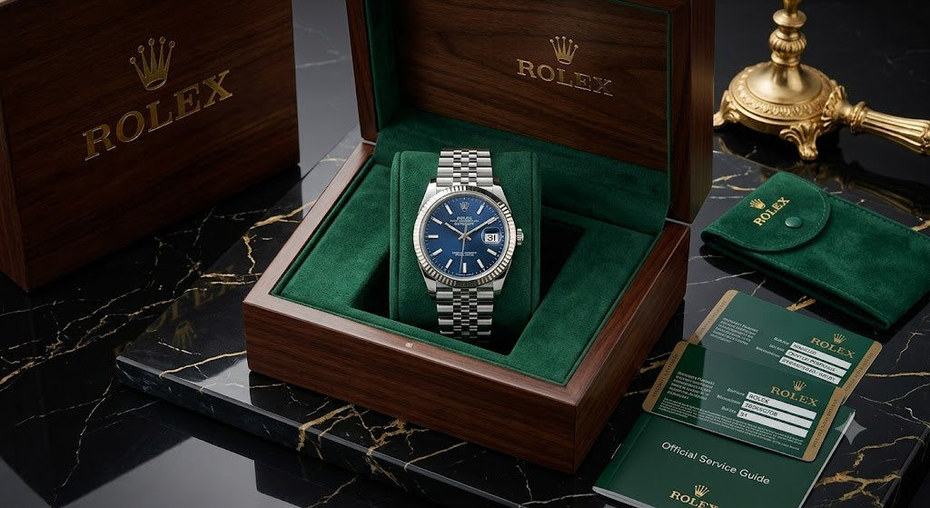 Luxury Rolex Datejust Blue Dial with Premium Wooden Box Set
