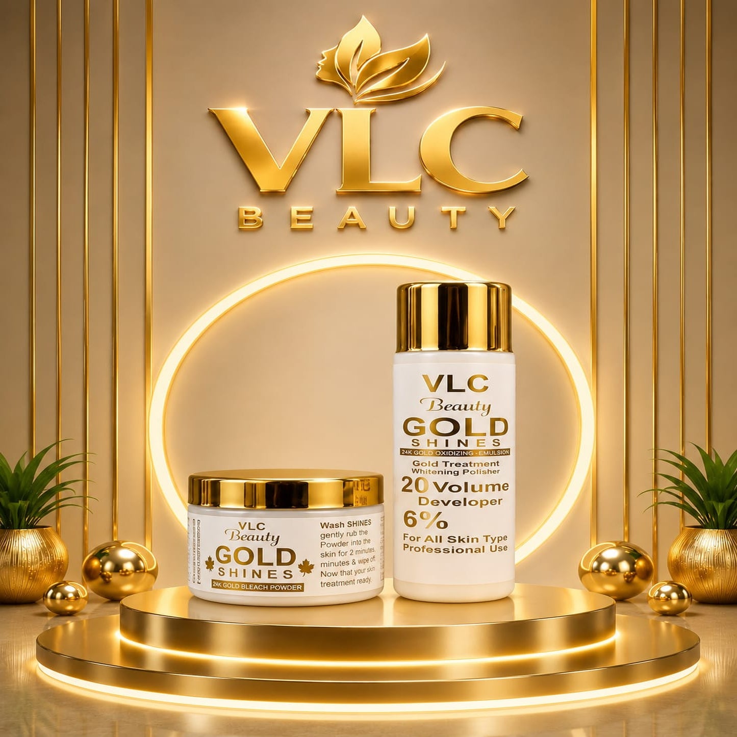 VLC Beauty 24K Gold Facial Bleach & Whitening Polisher Duo | Mirror Glam