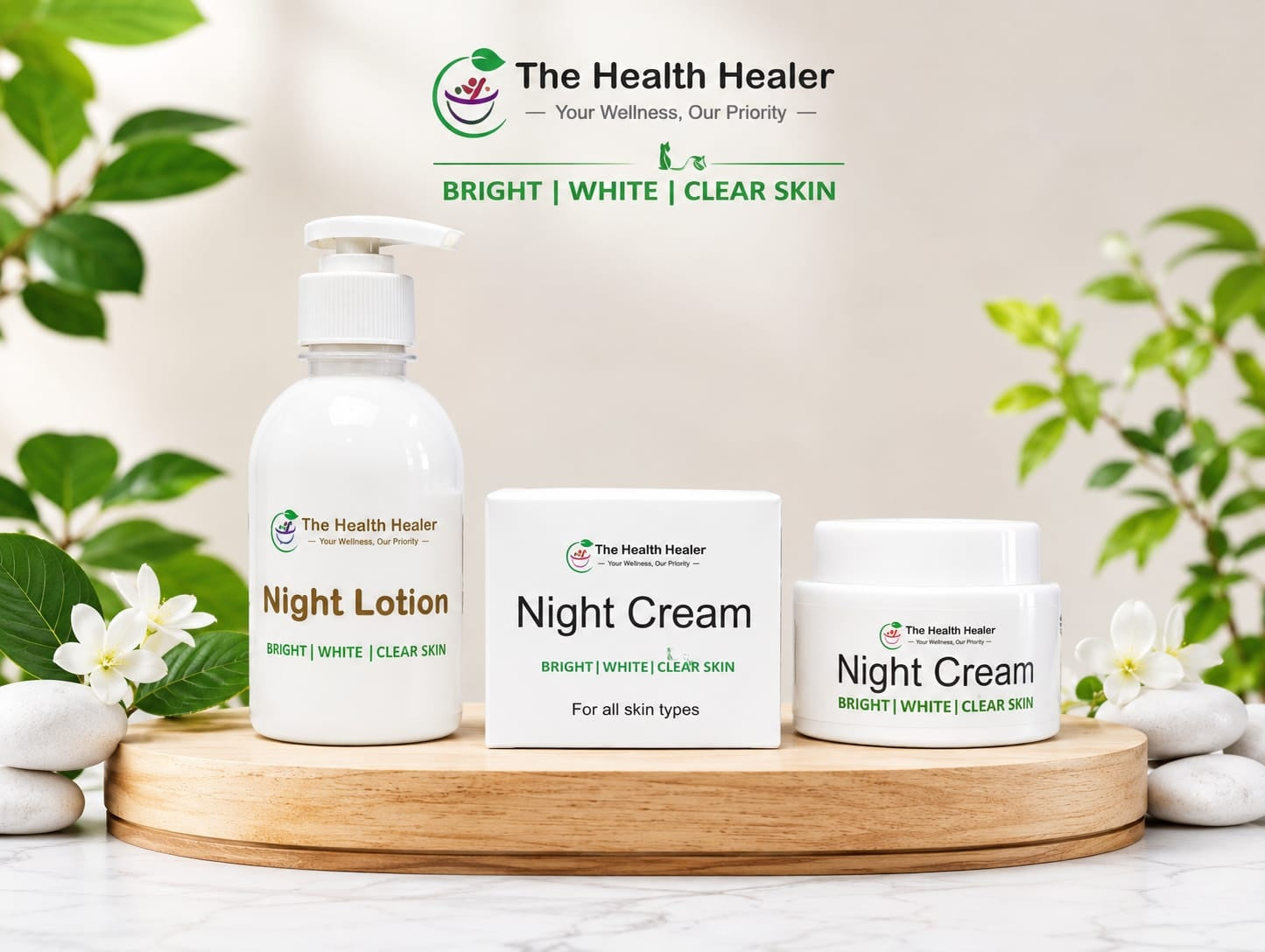 Health Healer Night Glow Routine Set Night Lotion & Cream | Mirror Glam