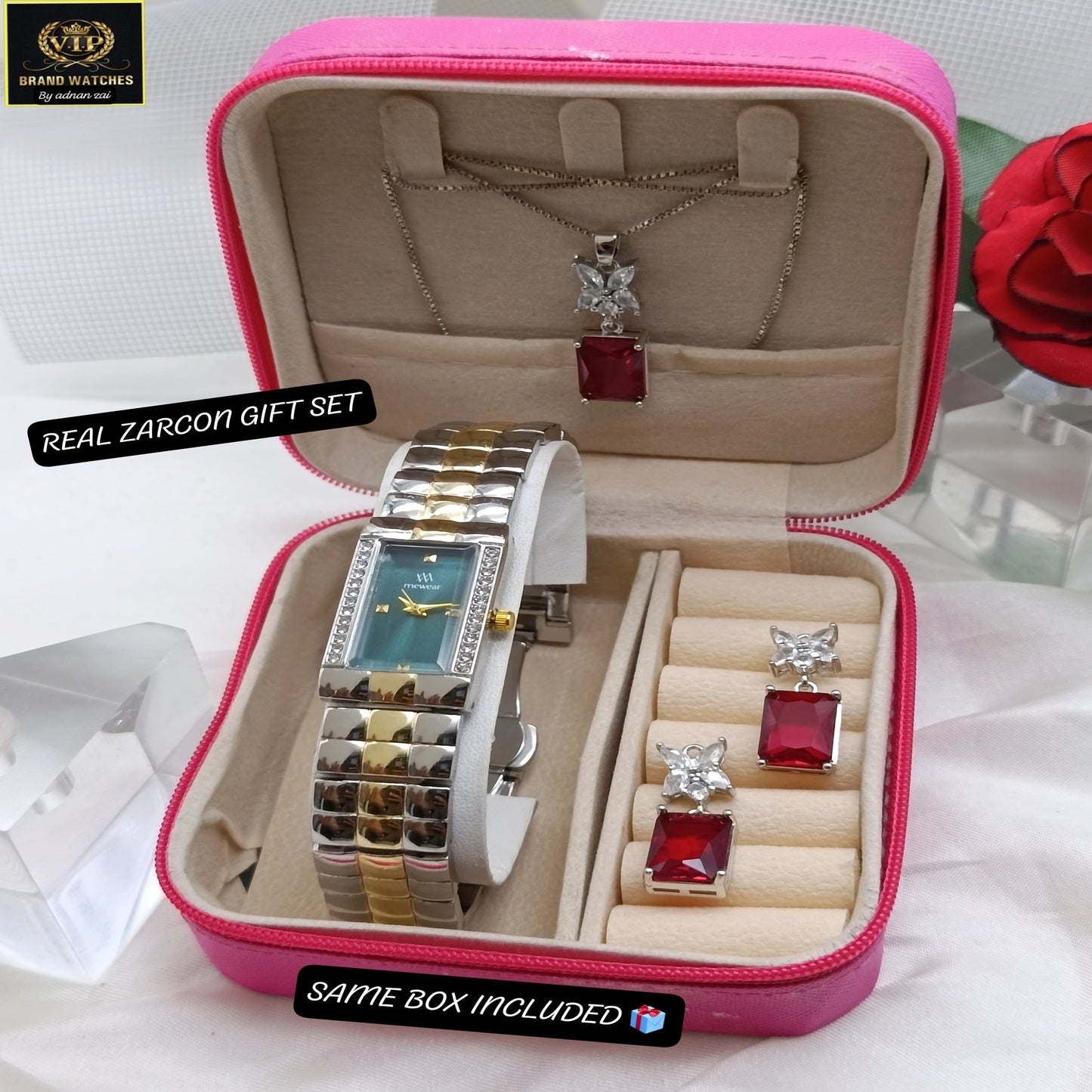 Mewear Luxury Real Zircon Watch & Jewelry Gift Set for Women - Elegance Edition