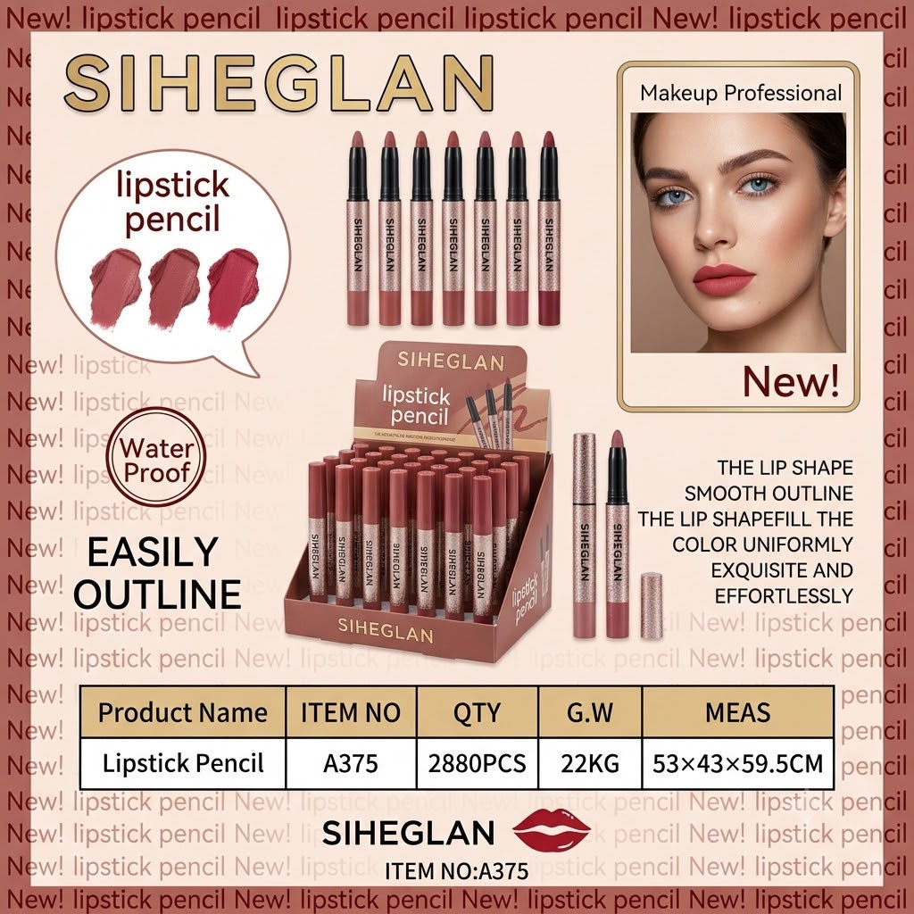 SIHEGLAN Waterproof Matte Lipstick Pencil – High Pigment Lip Liner & Lipstick