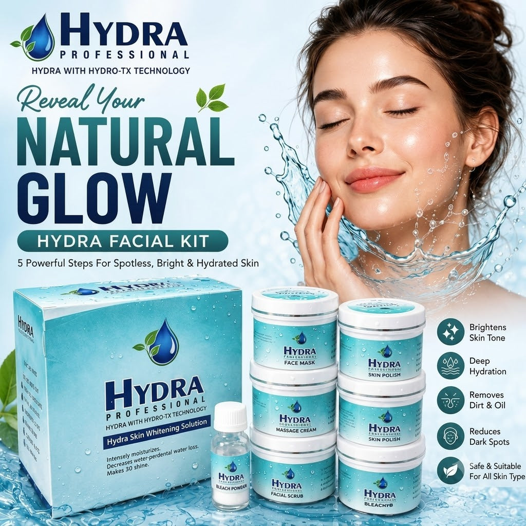 Hydra Professional 5-Step Facial Kit – Skin Brightening, Deep Hydration & Dark Spot Removal for All Skin Types