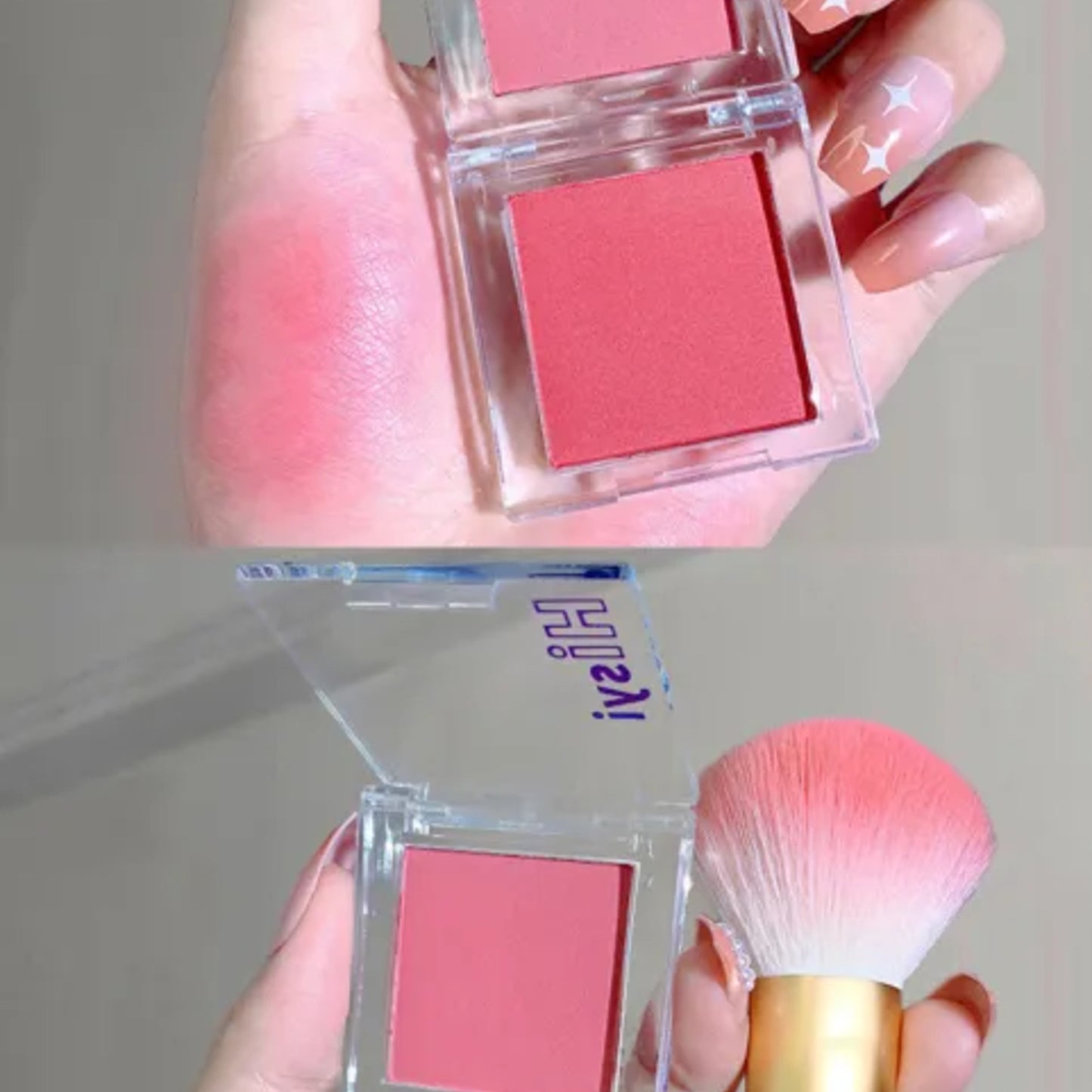 Shining Beautiful Color Velvet Powder Blush On with Mini Brush