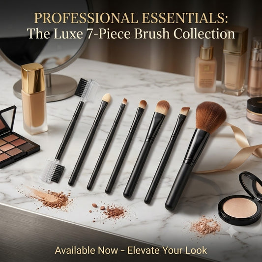 Professional 7-Piece Makeup Brush Set with Travel Pouch – Ultra-Soft Synthetic Bristles for Face & Eye Makeup