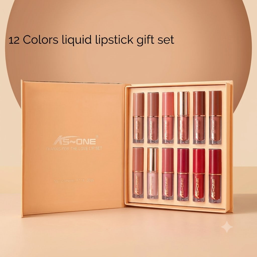12-in-1 Matte Liquid Lipstick Gift Set – Highly Pigmented & Long-Lasting Waterproof Lip Colors