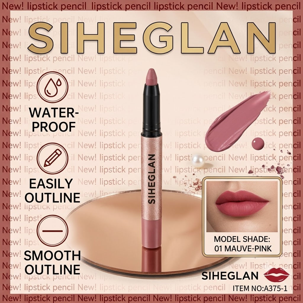 SIHEGLAN Waterproof Matte Lipstick Pencil – High Pigment Lip Liner & Lipstick
