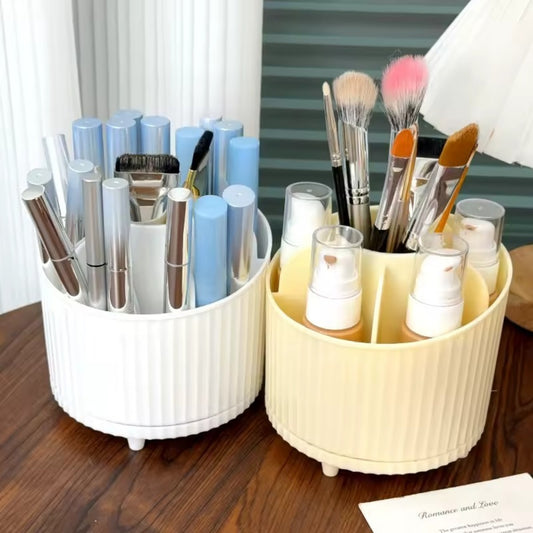 360° Rotating Makeup Brush Holder | Premium Cosmetic & Vanity Organizer