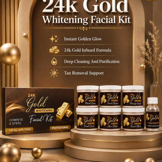 24k Gold Whitening Facial Kit - Complete 6 Steps Glow Routine