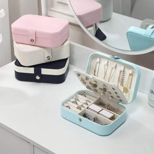 Premium Portable Leather Jewelry Box | Mini Travel Jewelry Organizer Case