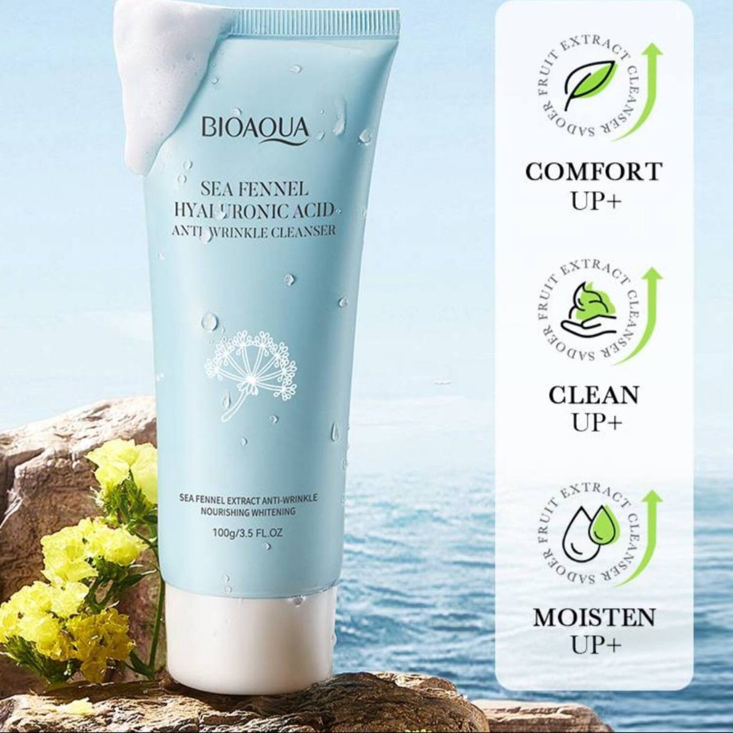 Bioaqua Sea Fennel Hyaluronic Acid Anti-Wrinkle Cleanser - 100g