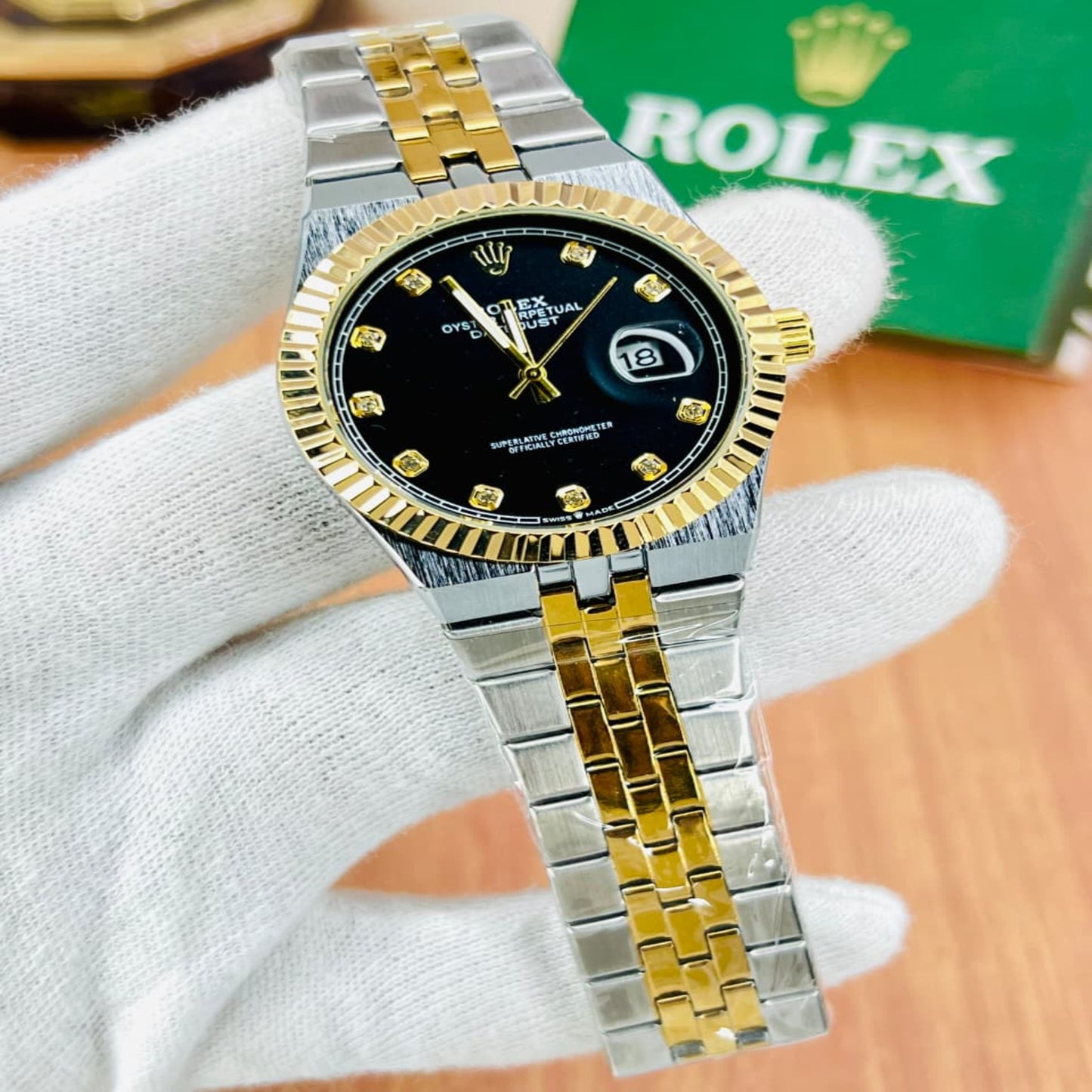 Premium Rolex Datejust Two-Tone Watch with Black Dial