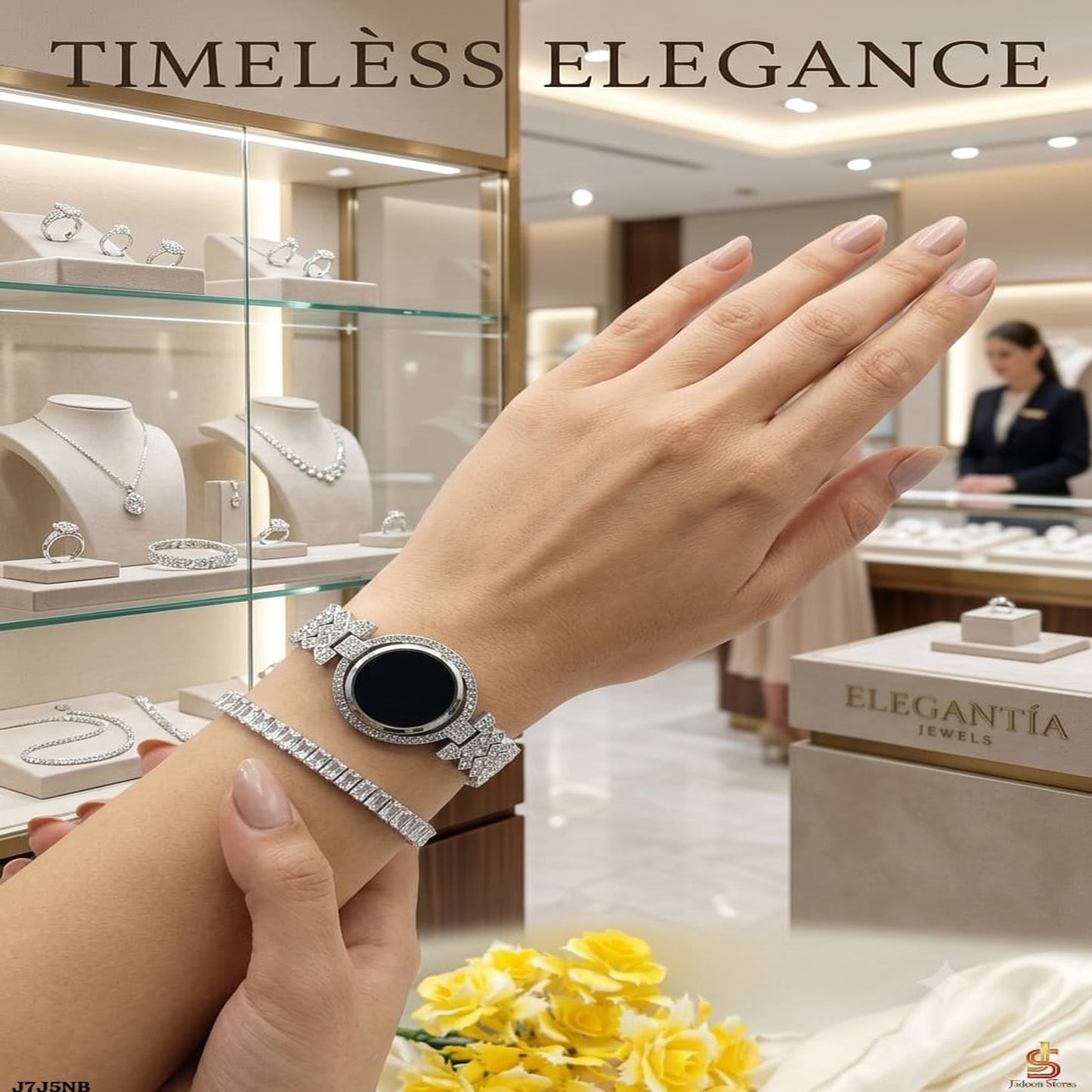 Luxury Silver Crystal Watch & Bracelet Gift Set for Women | Mirror Glam