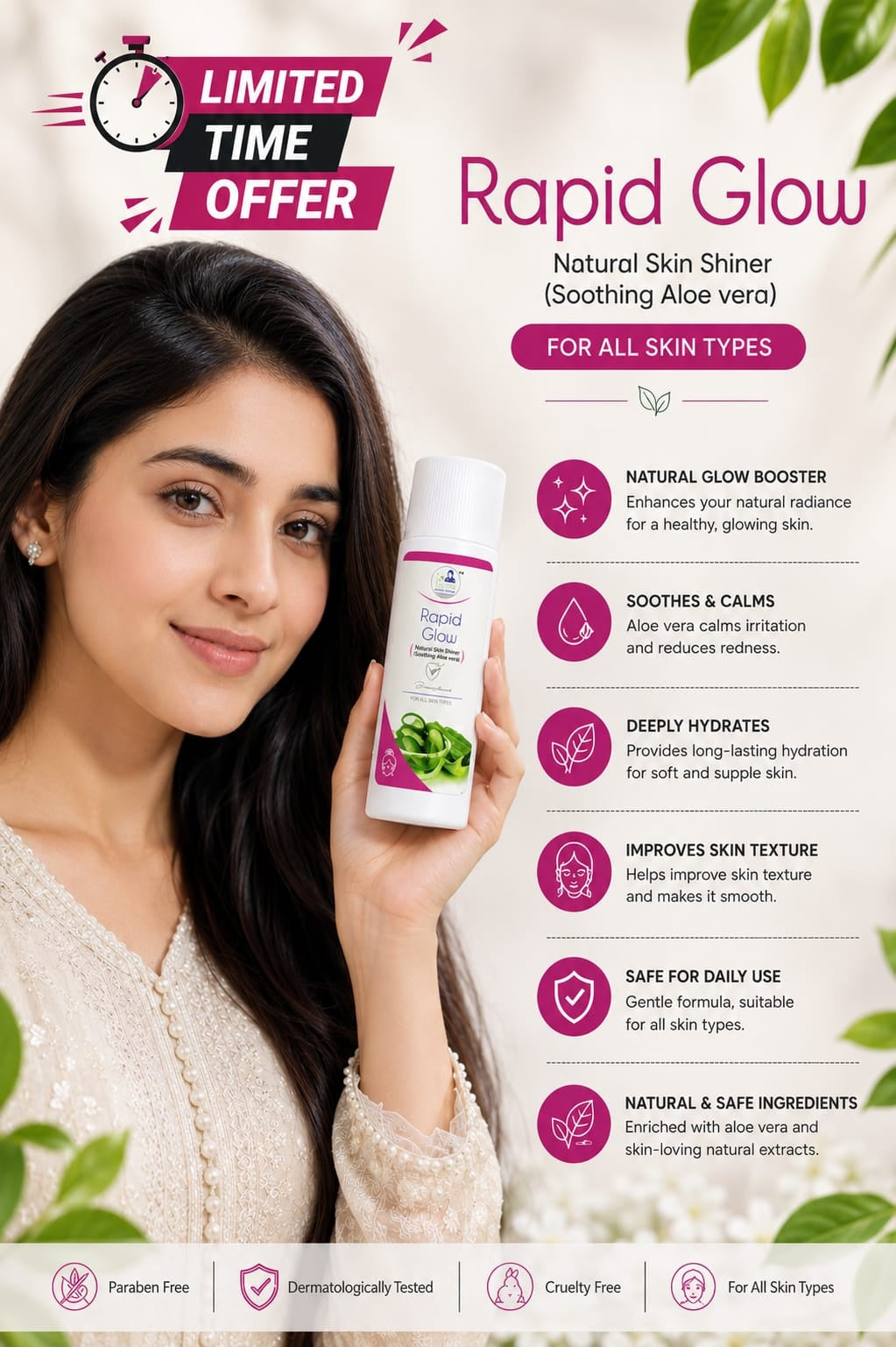 Dr. Derma Rapid Glow Aloe Vera Skin Shiner | All Skin Types – Mirror Glam