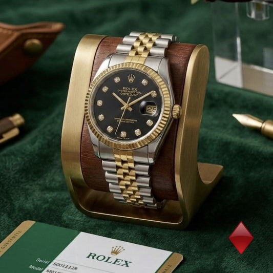 Rolex Datejust Black Diamond Dial Luxury Watch | Mirror Glam Pakistan