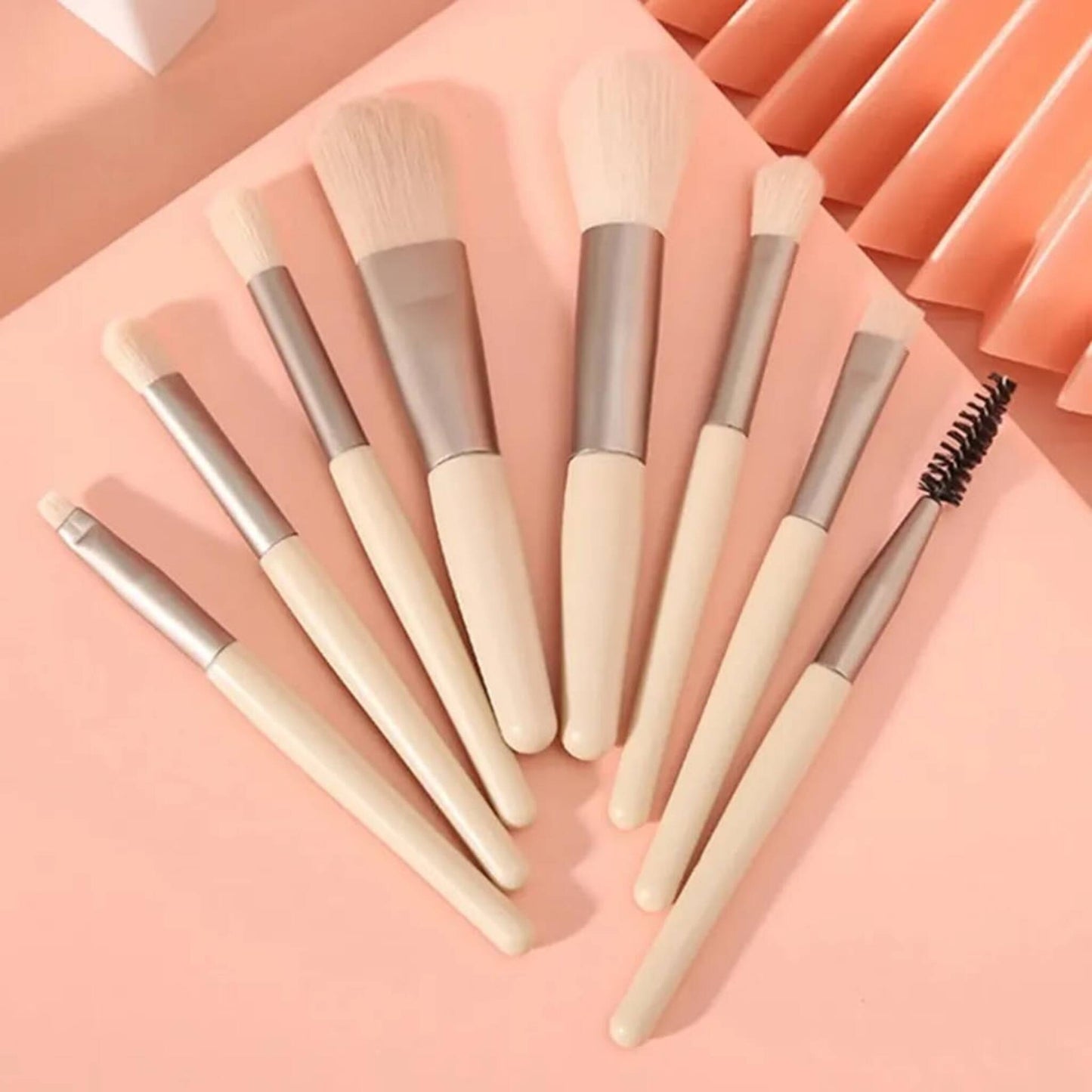 8-Pcs Premium Mini Makeup Brush Set with Travel Pouch | Soft Synthetic Bristles | Beginner & Pro