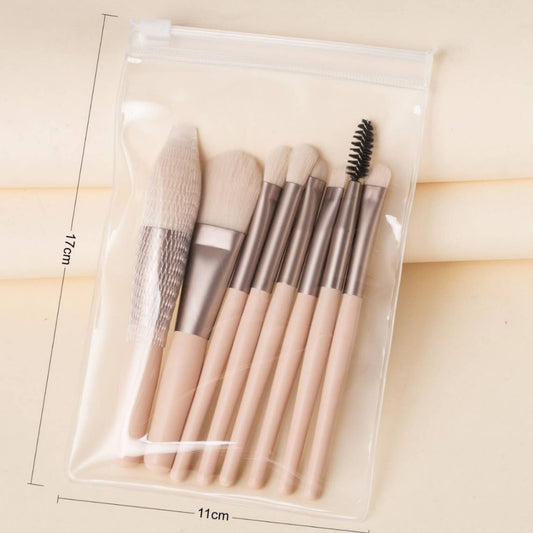 8-Pcs Premium Mini Makeup Brush Set with Travel Pouch | Soft Synthetic Bristles | Beginner & Pro
