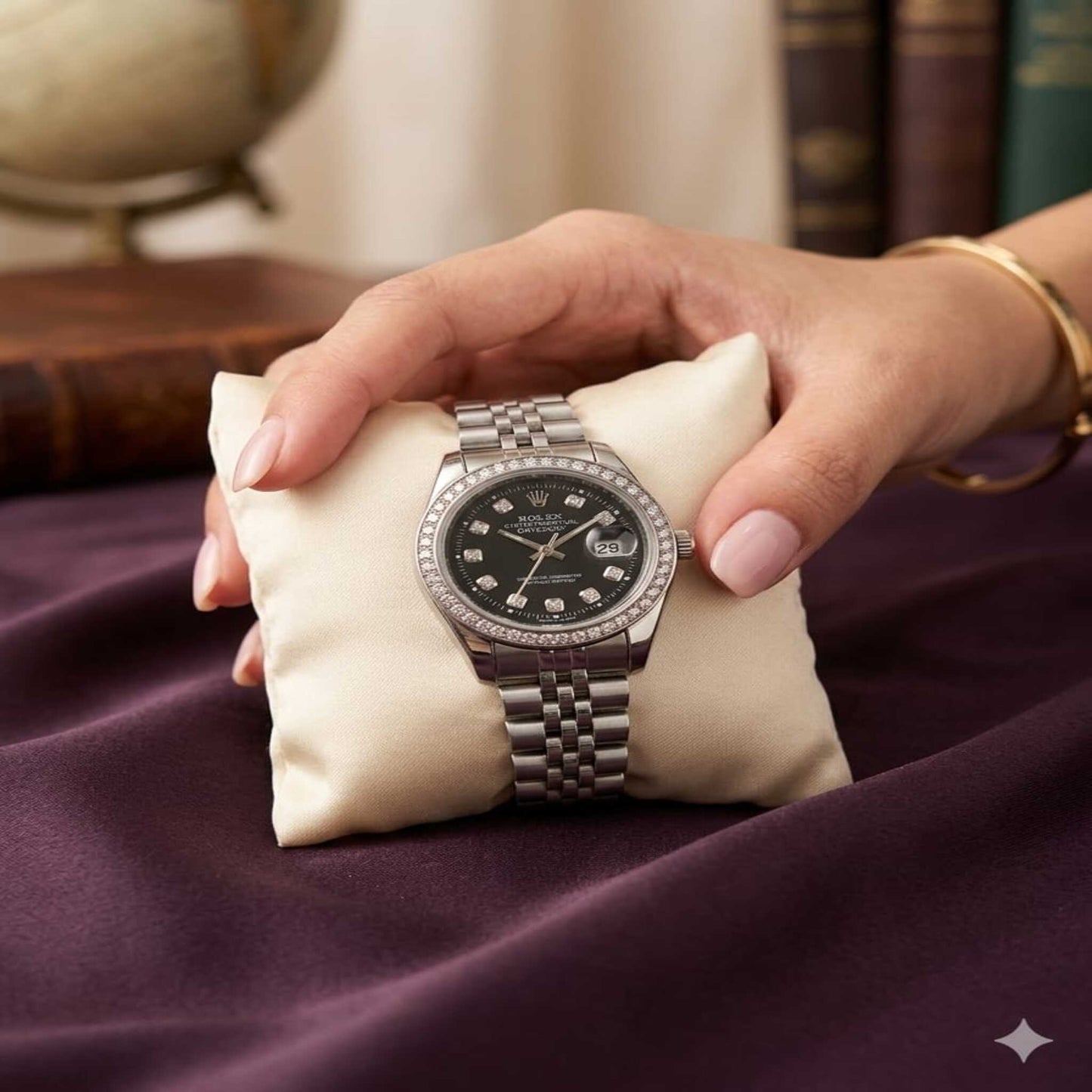 Premium Luxury Diamond Bezel Watch for Women – Classic Oyster Datejust Edition