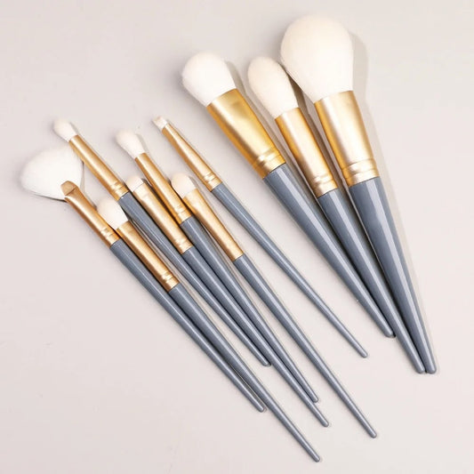 Premium 10-Piece Professional Makeup Brush Set with Luxury Leather Pouch