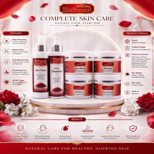 Special Zafraan Complete Skin Care Facial Kit – 6 Piece Organic Glow Set