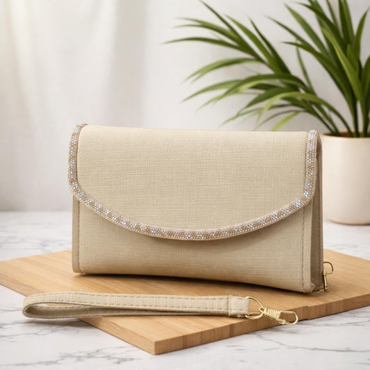 Elegant Crystal-Trimmed Envelope Clutch Bag with Wristlet Strap

(Variants: Beige/Nude | Classic Black | Midnight Navy Blue)