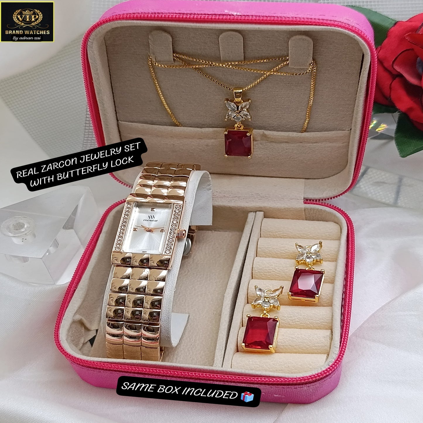 Mewear Luxury Real Zircon Watch & Jewelry Gift Set for Women - Elegance Edition