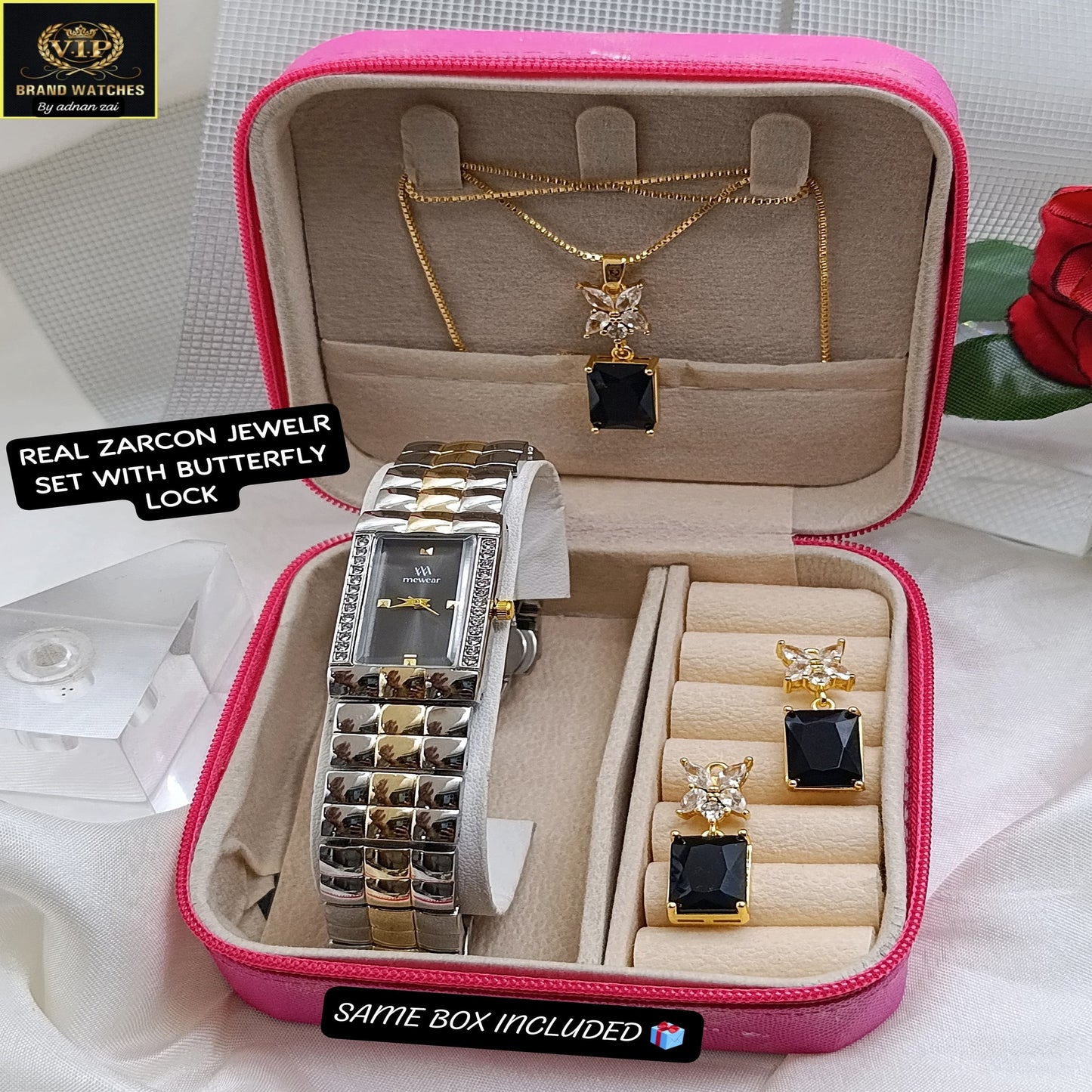 Mewear Luxury Real Zircon Watch & Jewelry Gift Set for Women - Elegance Edition