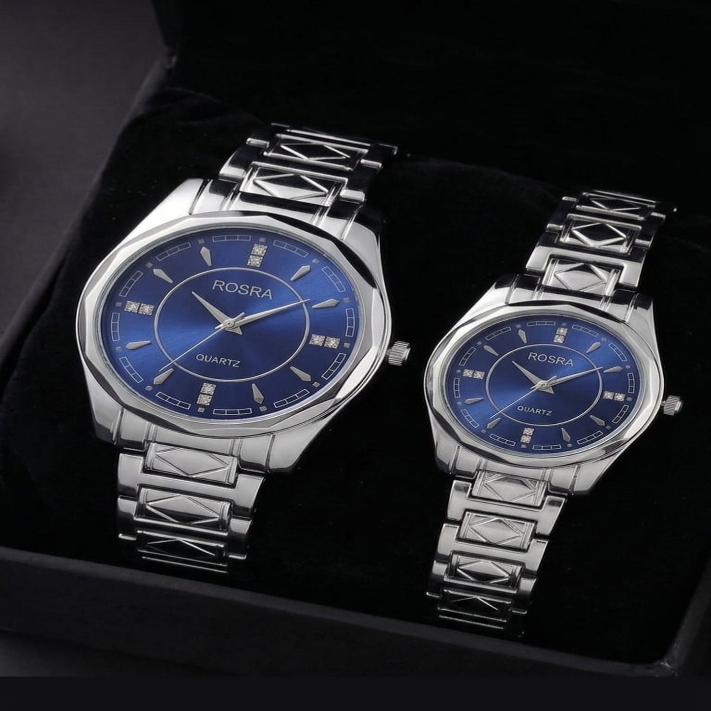 ROSRA Quartz Watch Set — His Stainless Steel Bracelet Watches