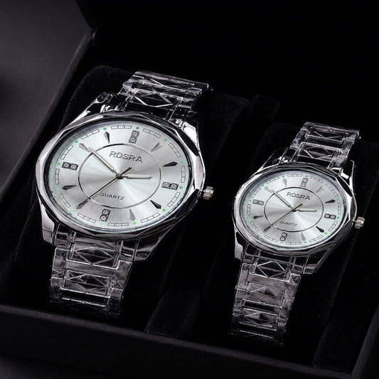 ROSRA Quartz Watch Set — His Stainless Steel Bracelet Watches