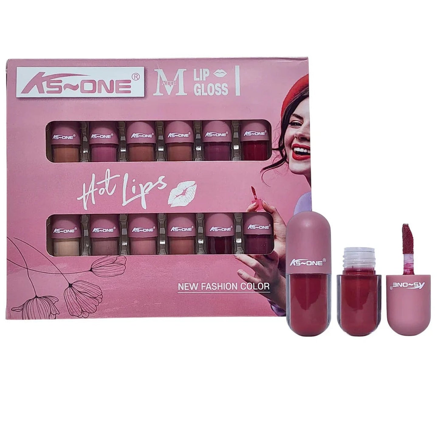 KS-ONE 12 Pcs Mini Capsule Matte Lip Gloss Set – Hot Lips New Fashion Colors | Mirror Glam