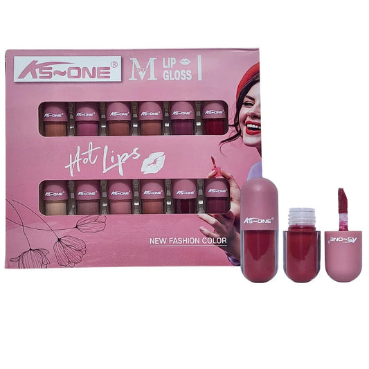 KS-ONE 12 Pcs Mini Capsule Matte Lip Gloss Set – Hot Lips New Fashion Colors | Zeenora Pakistan