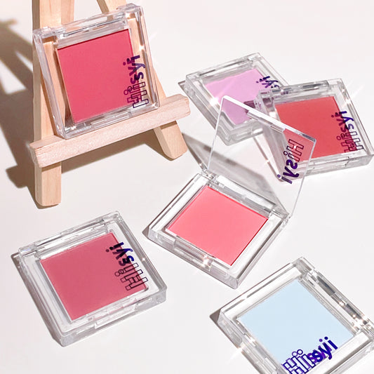 Shining Beautiful Color Velvet Powder Blush On with Mini Brush