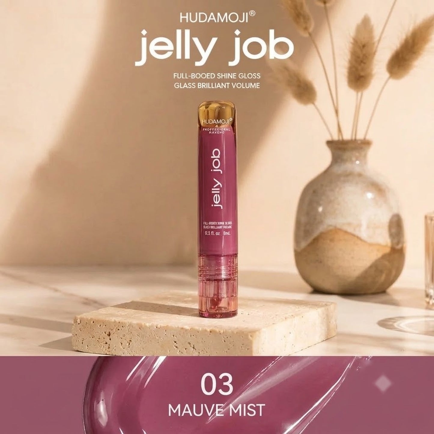 HUDAMOJI® Jelly Job Full-Bodied Shine Lip Gloss – Glass Brilliant Volume (Set of 6 Shades)
