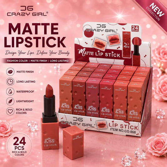 Crazy Girl Matte Lipstick Set – 24 Pcs Long-Lasting & Waterproof Lipsticks
