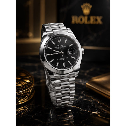Luxury Rolex Black Dial Watch for Men – Complete Premium Packaging Deal